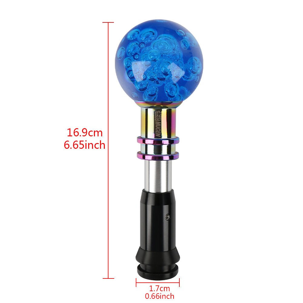 Brand New Universal Jdm Mugen Round Ball Crystal Bubble Blue Automatic Car Racing Gear Shift Knob Shifter M12 M10 M8
