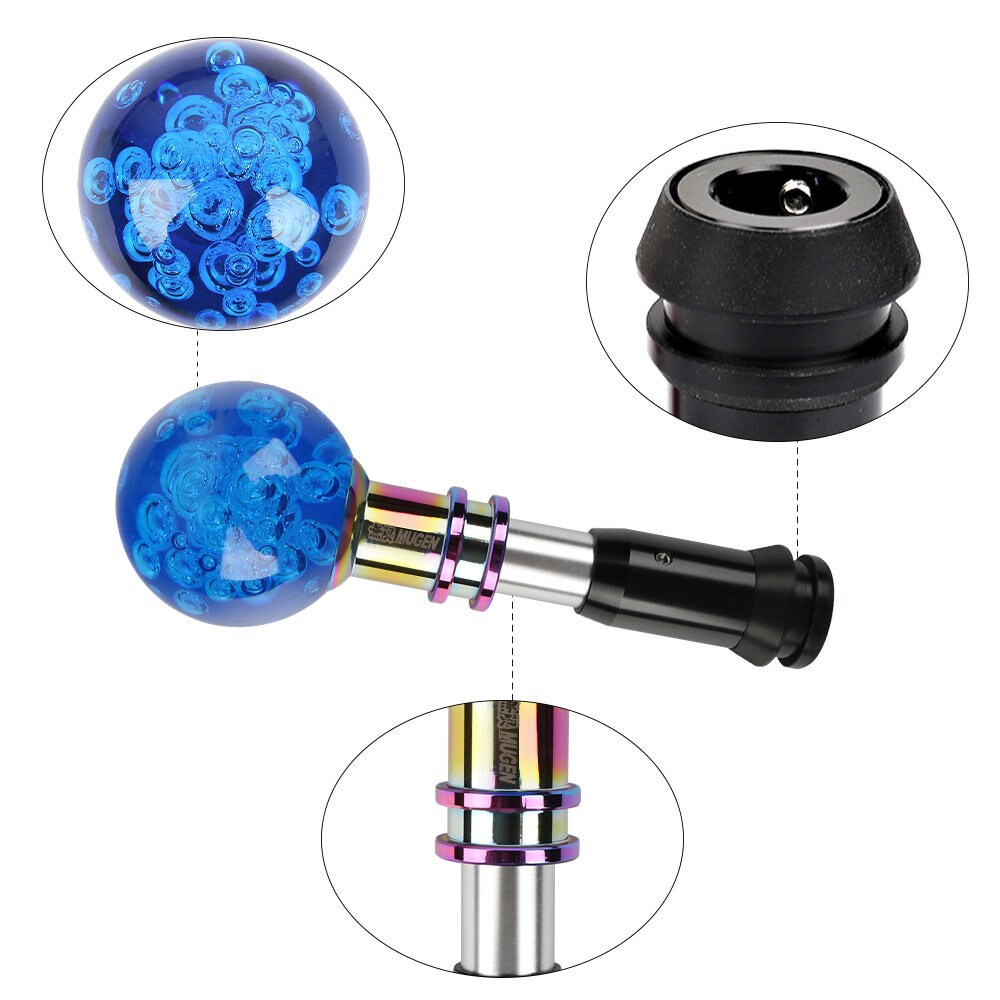 Brand New Universal Jdm Mugen Round Ball Crystal Bubble Blue Automatic Car Racing Gear Shift Knob Shifter M12 M10 M8