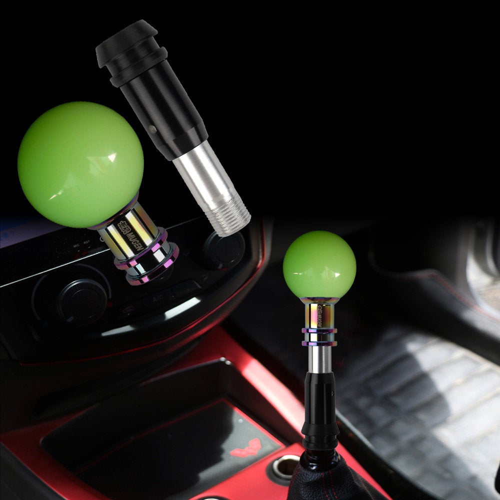 Brand New Universal Jdm Mugen Round Ball Glow in Dark Green Automatic Car Racing Gear Shift Knob Shifter M12 M10 M8