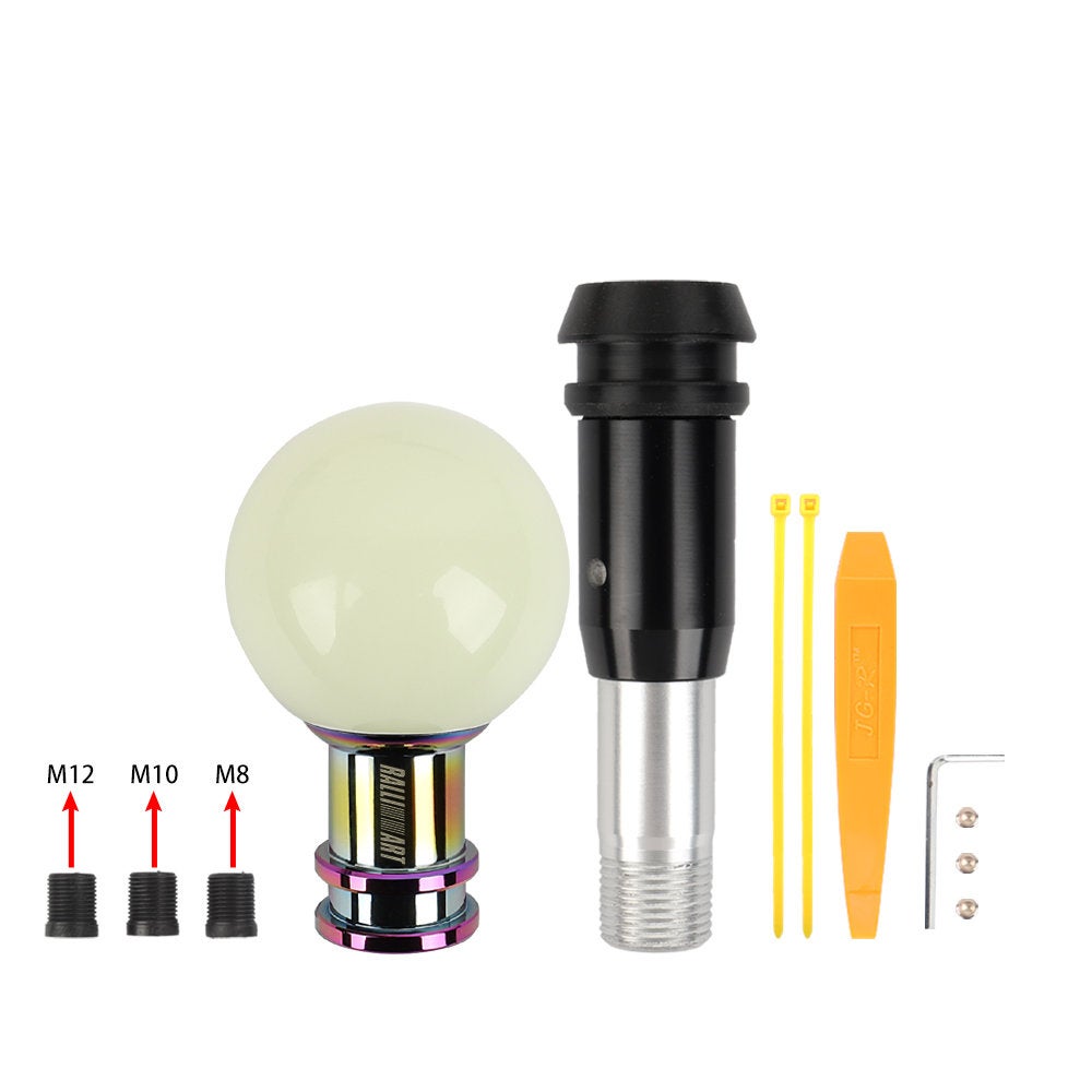 Brand New Universal Jdm Ralliart Round Ball Glow in Dark Green Automatic Car Racing Gear Shift Knob Shifter M12 M10 M8