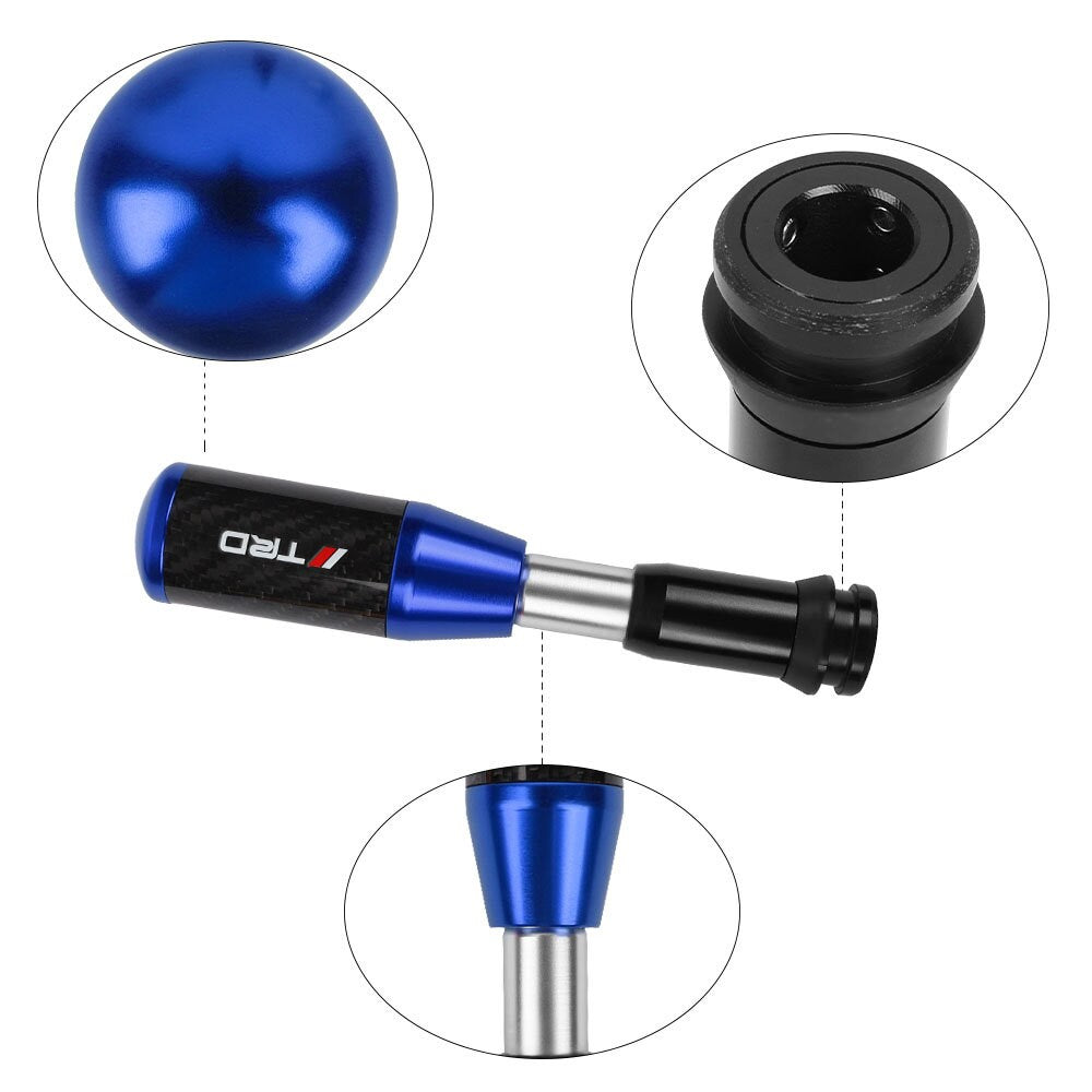 Brand New Universal TRD Blue Carbon Fiber Automatic Gear Shift Knob Shifter Lever Head