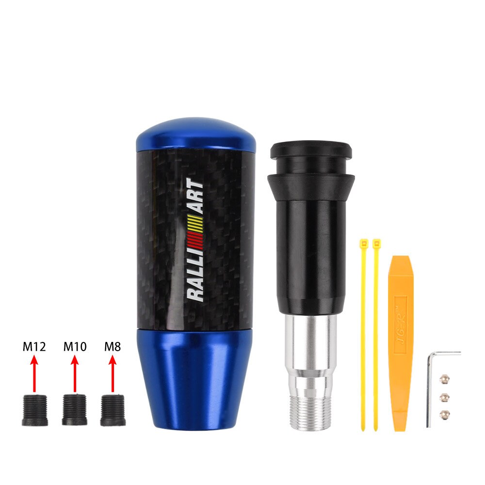 Brand New Universal Ralliart Blue Carbon Fiber Automatic Gear Shift Knob Shifter Lever Head