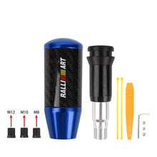 Load image into Gallery viewer, Brand New Universal Ralliart Blue Carbon Fiber Automatic Gear Shift Knob Shifter Lever Head