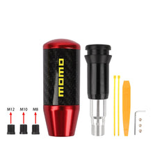 Load image into Gallery viewer, Brand New Universal Momo Red Carbon Fiber Automatic Gear Shift Knob Shifter Lever Head