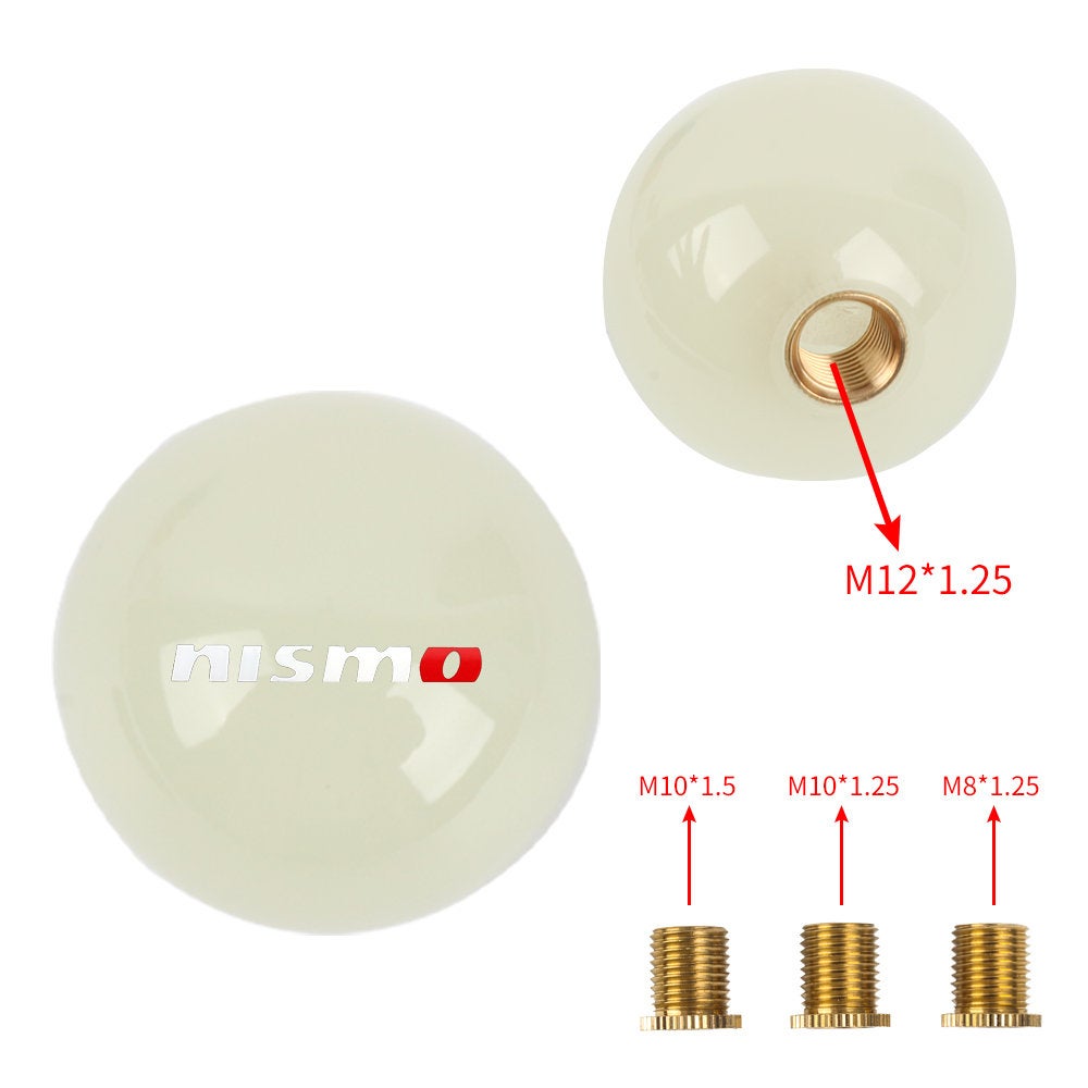Brand New Jdm Nismo Universal Glow In the Dark Green Round Ball Shift Knob M8 M10 M12 Adapter