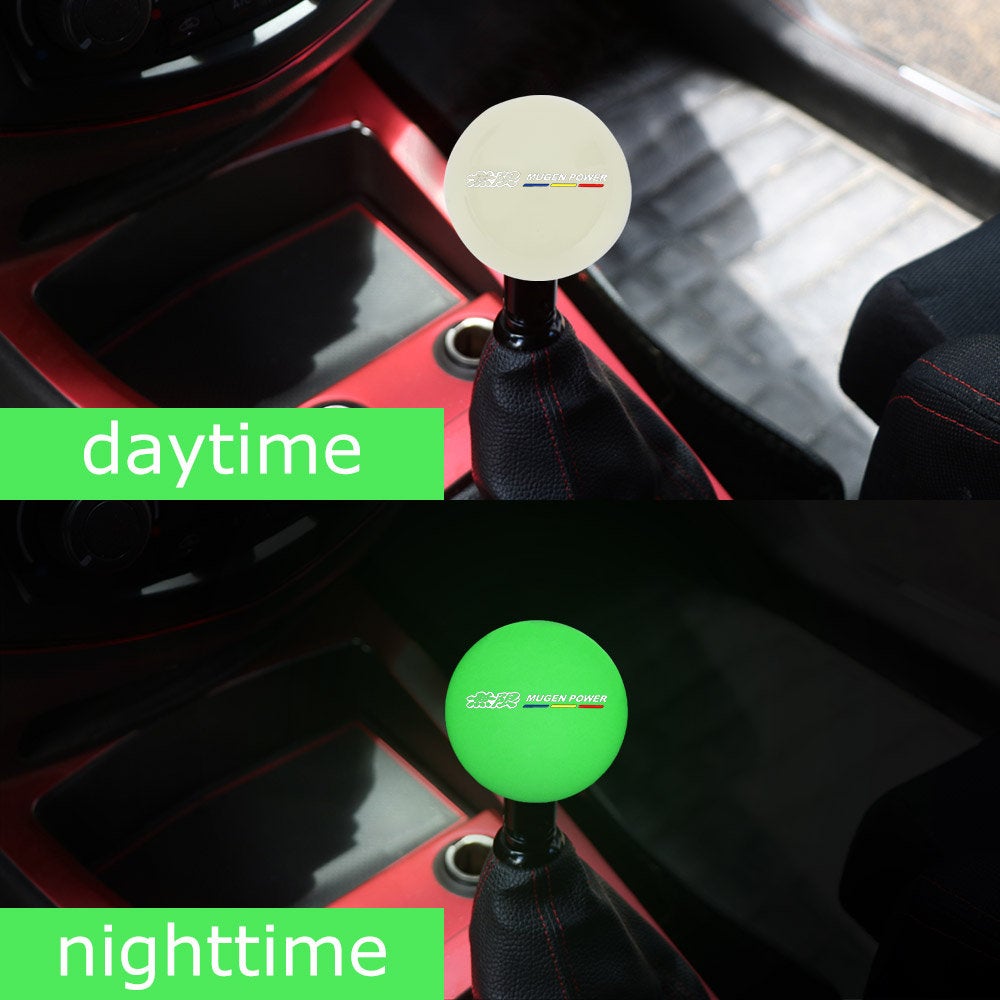 Brand New Jdm Mugen Power Universal Glow In the Dark Green Round Ball Shift Knob M8 M10 M12 Adapter