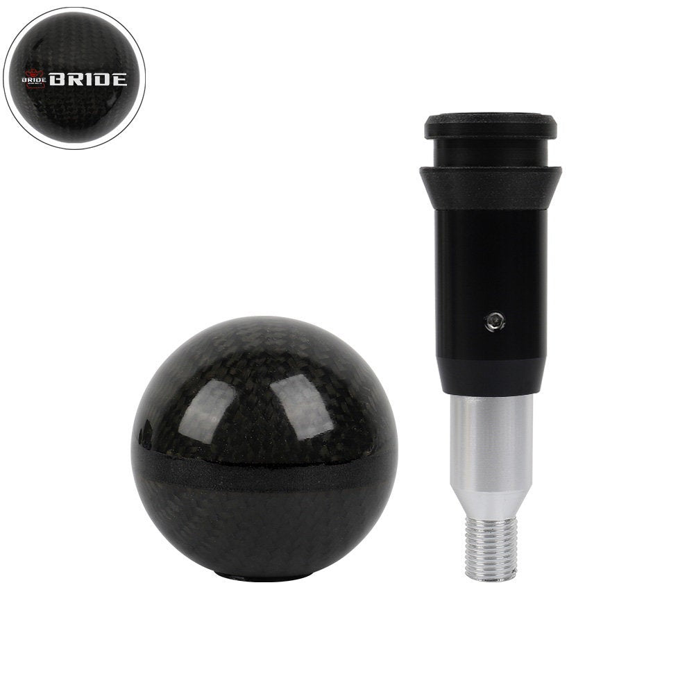 Brand New Bride Automatic Car Gear Shift Knob Round Ball Shape Black Real Carbon Fiber