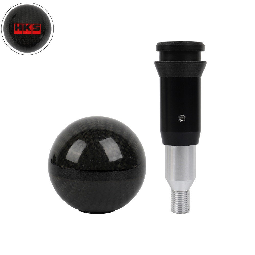 Brand New HKS Automatic Car Gear Shift Knob Round Ball Shape Black Real Carbon Fiber