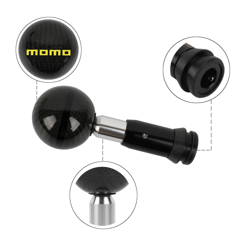 Brand New Momo Automatic Car Gear Shift Knob Round Ball Shape Black Real Carbon Fiber
