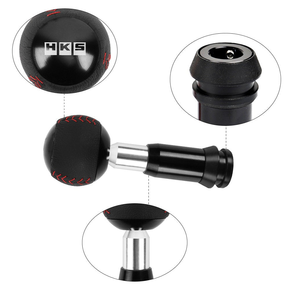 Brand New HKS Leather Black Round Ball Shift Knob Automatic Car Racing Gear Shifter