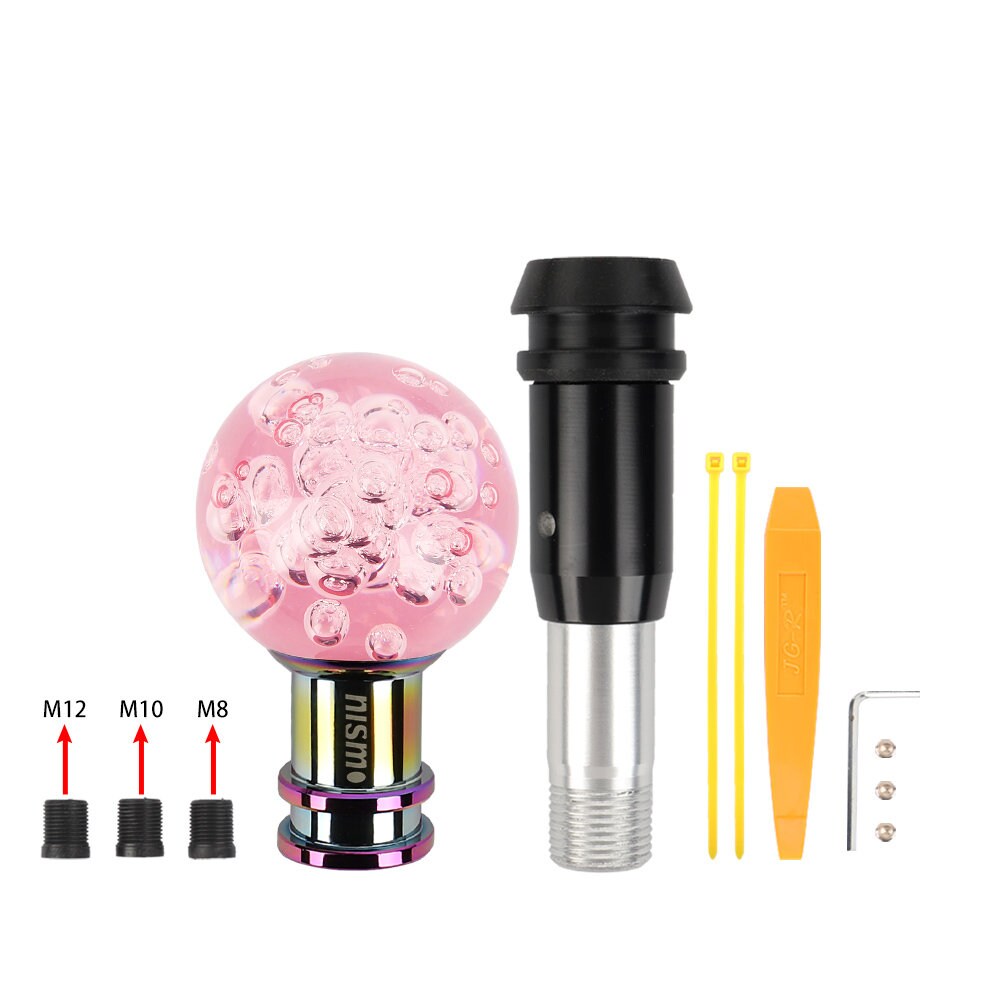 Brand New Universal Jdm Nismo Round Ball Pink Crystal Bubble Automatic Car Racing Gear Shift Knob Shifter M12 M10 M8