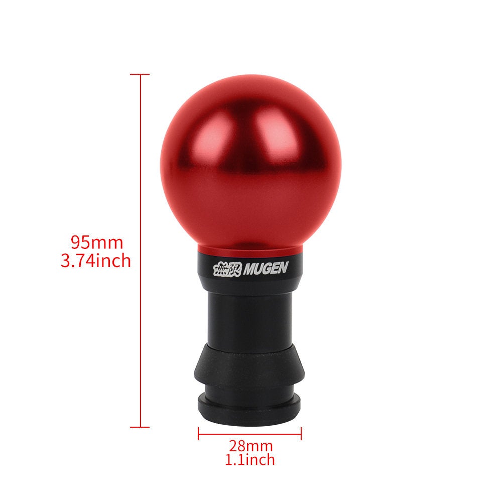 Brand New Universal JDM Mugen Red Round Ball Black Aluminum Automatic Gear Shift Knob Shifter