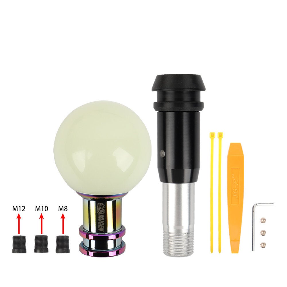 Brand New Universal Jdm Mugen Round Ball Glow in Dark Green Automatic Car Racing Gear Shift Knob Shifter M12 M10 M8