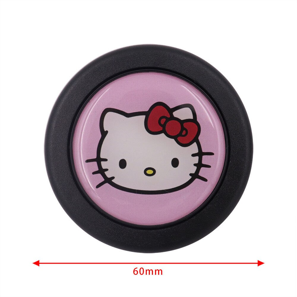 Brand New Universal Anime Hello Kitty Hentai Car Horn Button Black Steering Wheel Center Cap