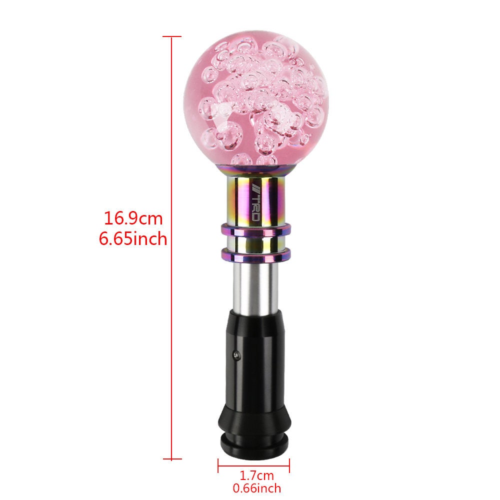 Brand New Universal Jdm TRD Round Ball Pink Crystal Bubble Automatic Car Racing Gear Shift Knob Shifter M12 M10 M8