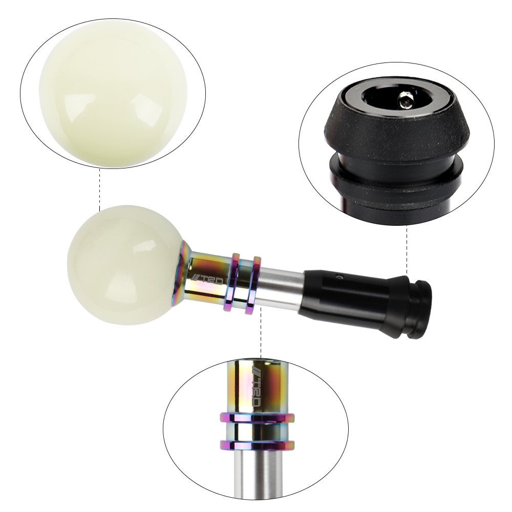 Brand New Universal Jdm TRD Round Ball Glow In Dark Green Automatic Car Racing Gear Shift Knob Shifter M12 M10 M8