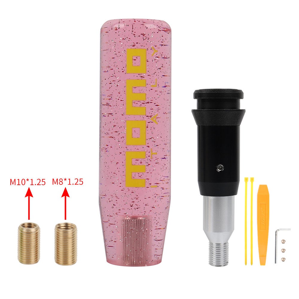 Brand New Universal Glitter Transparent Pink Momo Automatic Shift Knob Racing Gear Shift Knob M12 M10 M8