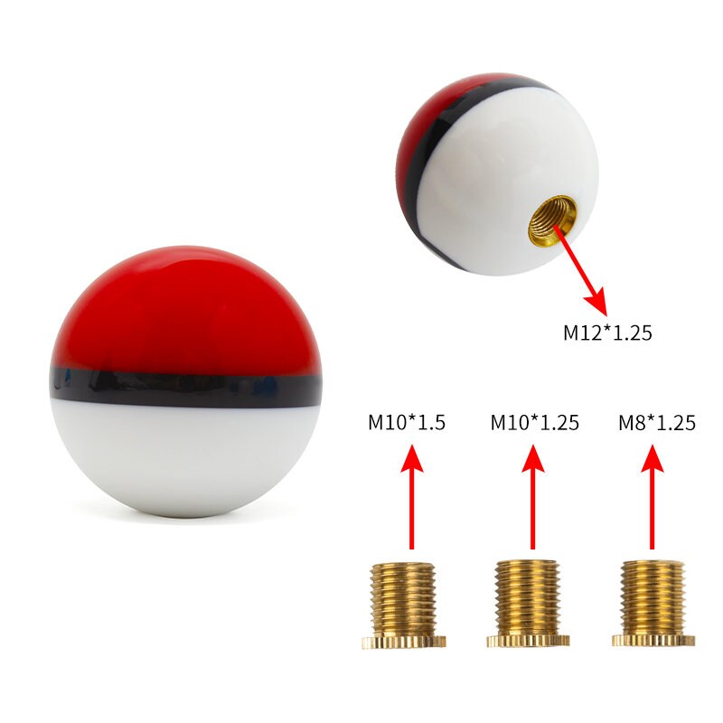 Brand New Pokemon Poke ball Go Round Ball Shift Knob 54mm MT-Transmission M8 M10 M12 Adapter