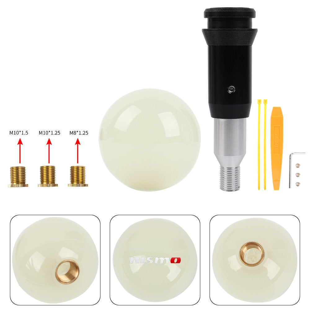 Brand New Jdm Nismo Universal Glow In the Dark Blue Round Ball Shift Knob M8 M10 M12 Adapter