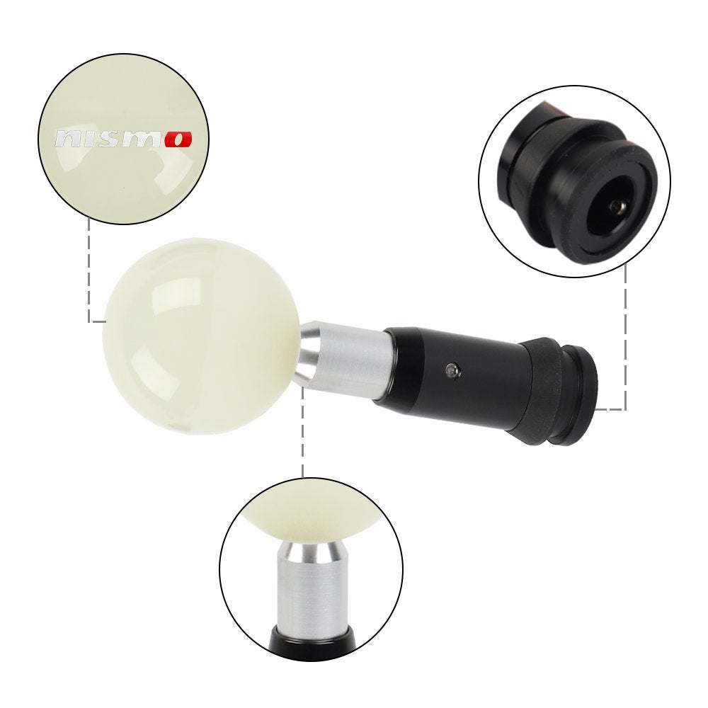 Brand New Jdm Nismo Universal Glow In the Dark Blue Round Ball Shift Knob M8 M10 M12 Adapter