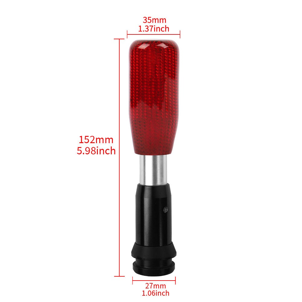 Brand New Universal Red Real Carbon Fiber Automatic Gear Shift Knob Shifter Lever