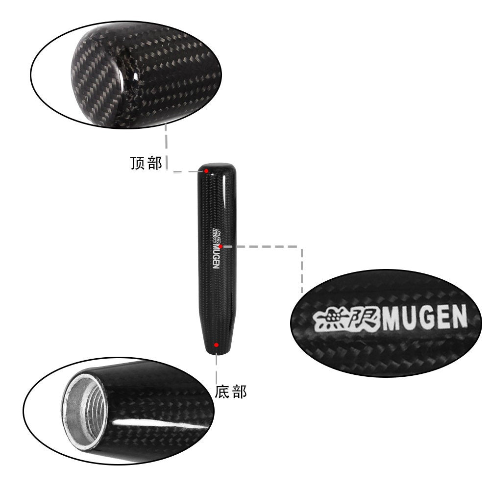 Brand New Universal Real Carbon Fiber Black Manual MT Mugen 5/6-Speed Shifter Shift Knob 18CM
