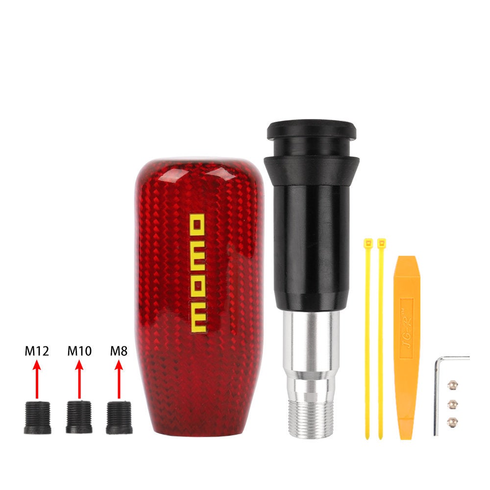 Brand New Universal MOMO Red Real Carbon Fiber Automatic Gear Shift Knob Shifter Lever