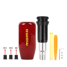 Load image into Gallery viewer, Brand New Universal MOMO Red Real Carbon Fiber Automatic Gear Shift Knob Shifter Lever