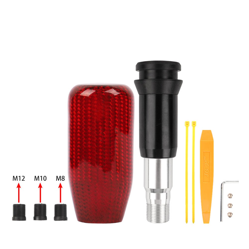 Brand New Universal Red Real Carbon Fiber Automatic Gear Shift Knob Shifter Lever
