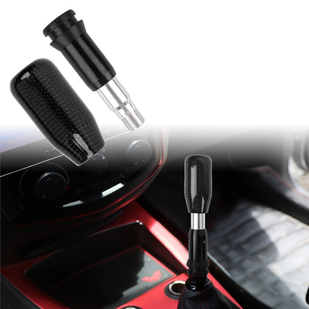 Brand New Universal Black Real Carbon Fiber Automatic Gear Shift Knob Shifter Lever