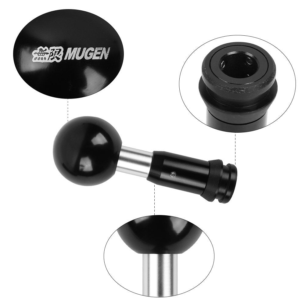 Brand New Universal Mugen Aluminum Black Round Ball Automatic Gear Stick Shift Knob Shifter