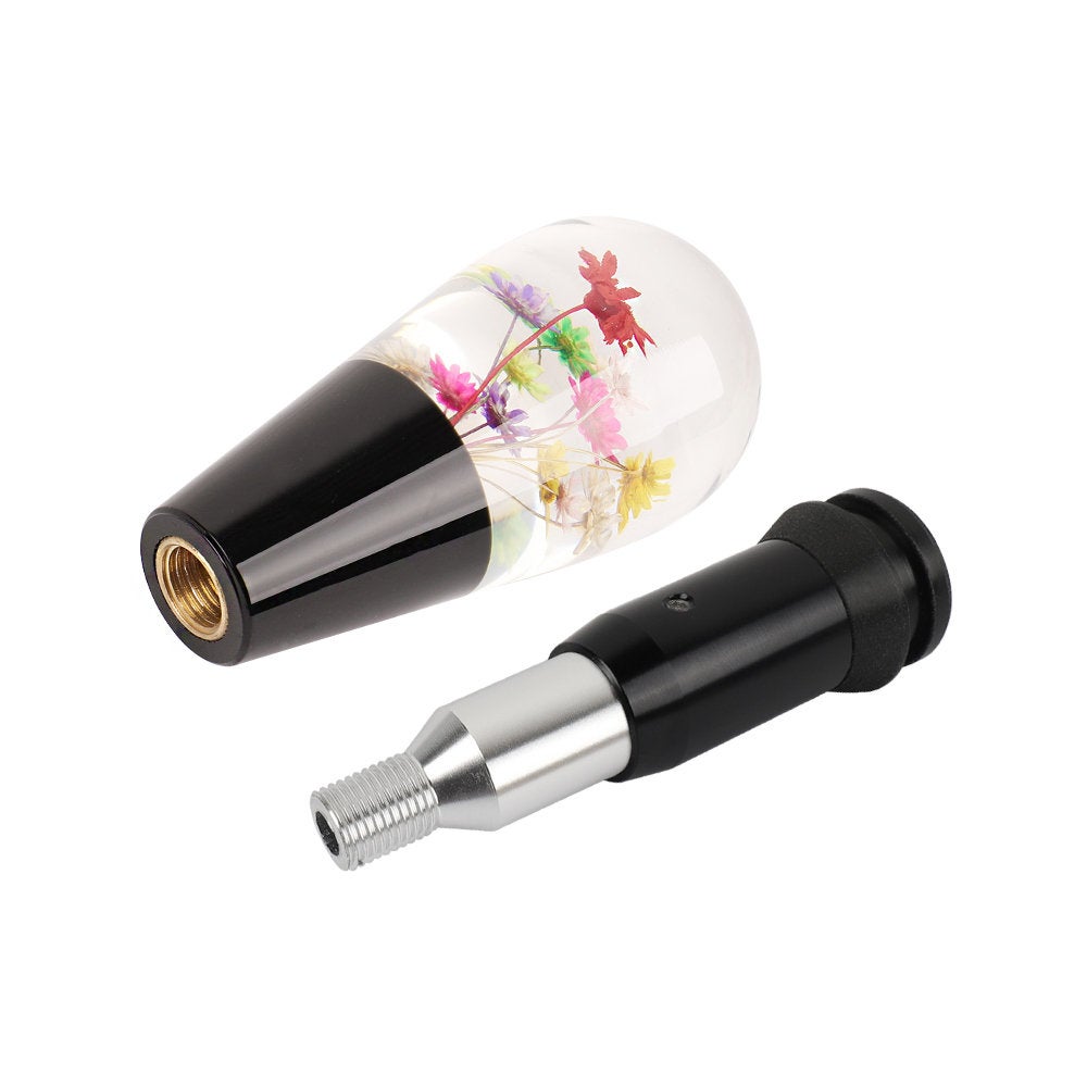 Brand New Universal JDM Black Crystal Real Flowers Head Automatic Car Gear Shift Knob shifter