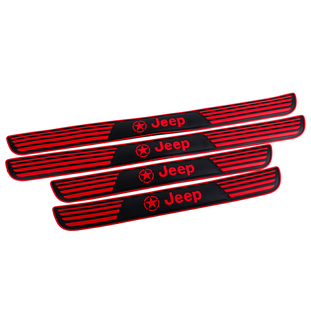 4 Protezioni Soglia Portiera Auto In Pelle Fibra Di Carbonio Rossa Per Ford F150