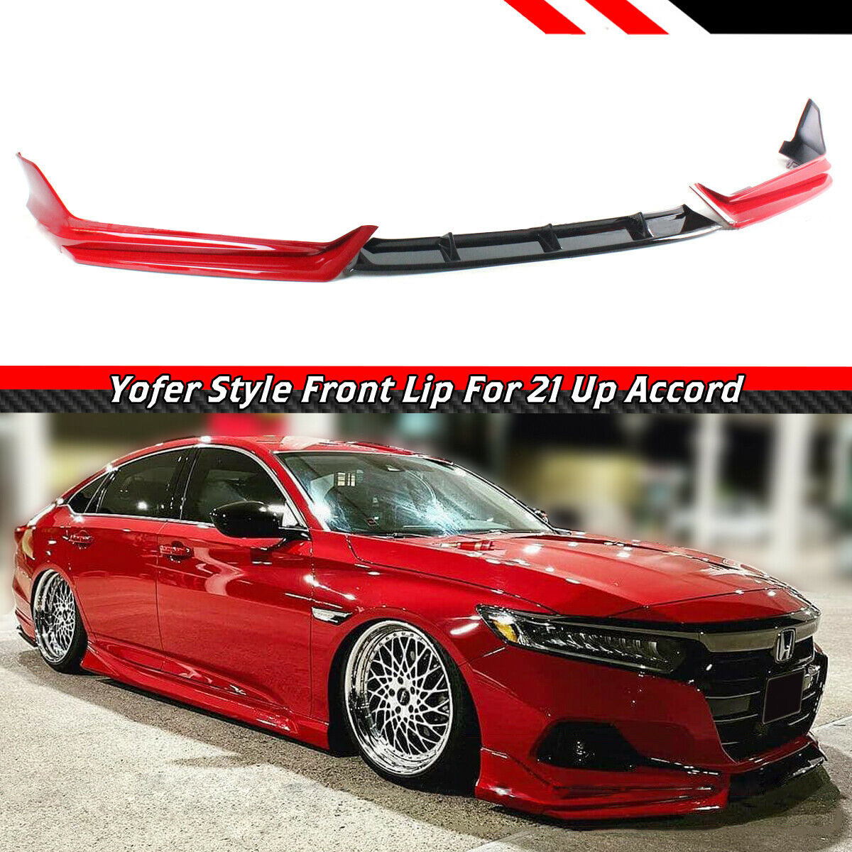 Yofer Design Front Bumper Lip Splitter Kit – For 2021-2022 Honda Accord Still Night Pearl – 3 Piece