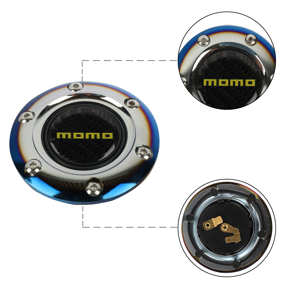 BRAND NEW JDM MOMO UNIVERSAL BURNT BLUE CAR HORN BUTTON STEERING WHEEL CENTER CAP