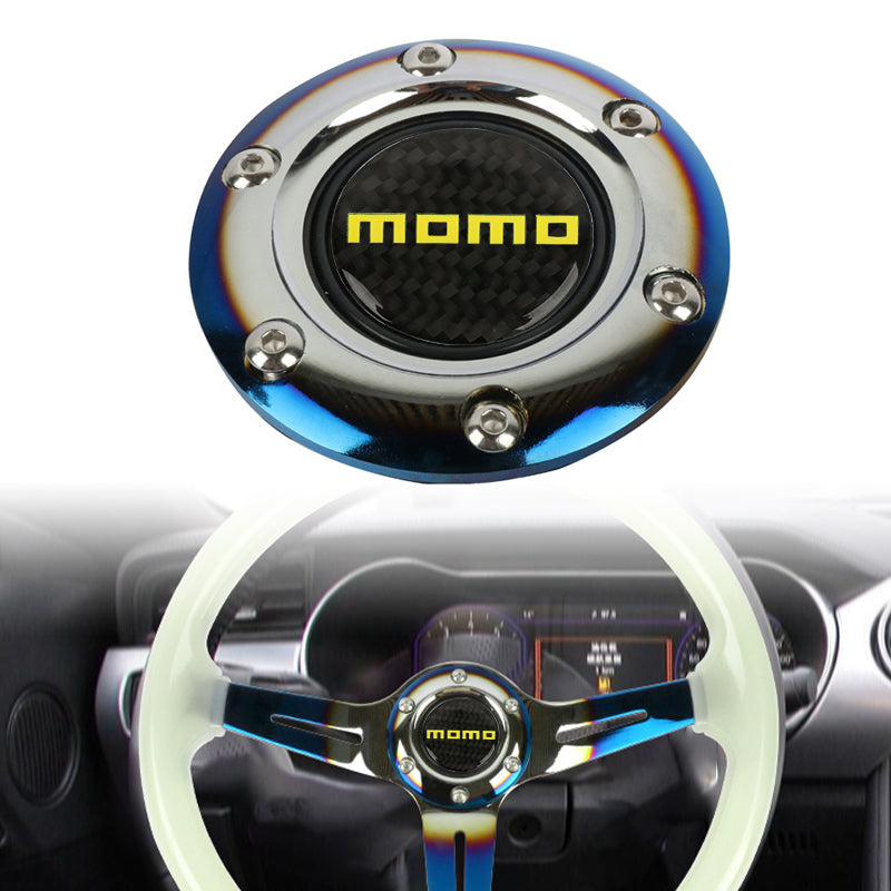 BRAND NEW JDM MOMO UNIVERSAL BURNT BLUE CAR HORN BUTTON STEERING WHEEL CENTER CAP