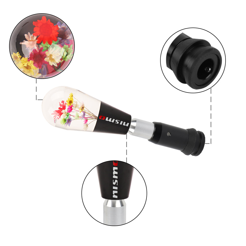 Brand New Universal JDM Nismo Black Crystal Real Flowers Head Automatic Car Gear Shift Knob shifter