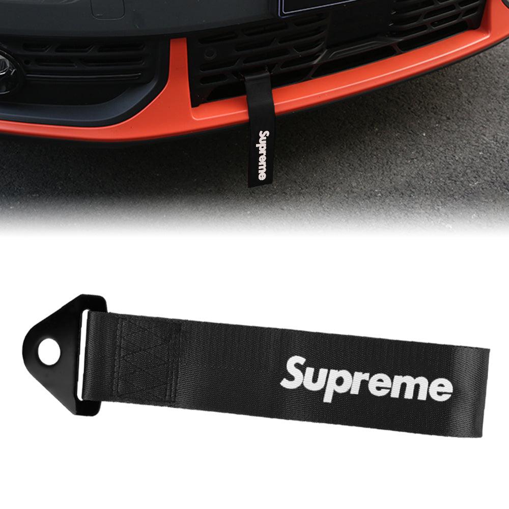 Thenice Tow Strap High Strength JDM Style Towing Straps Universal Bumper Decals - Black