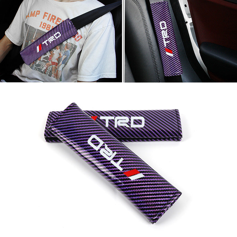 Brand New Universal 2PCS TRD Purple Carbon Fiber Look Car Seat Belt Covers  Shoulder Pad