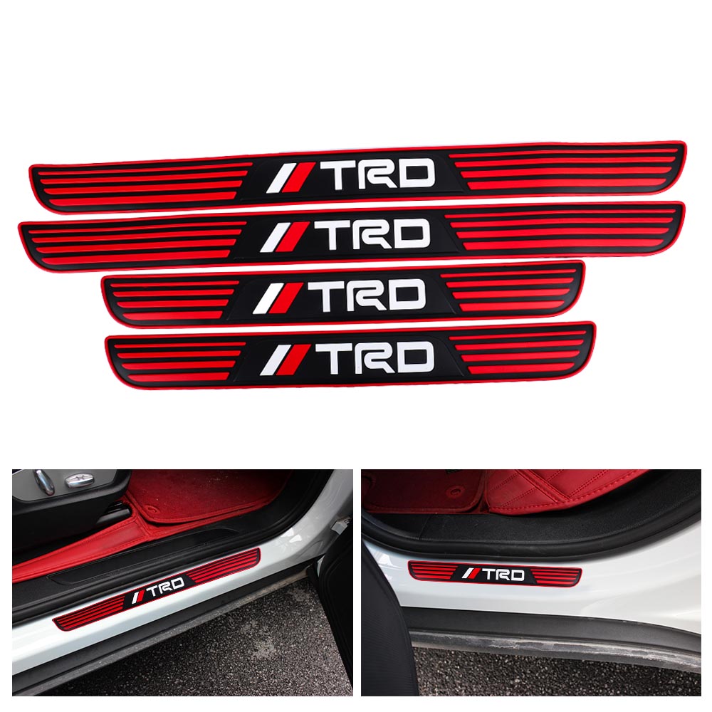 Brand New 4PCS Universal TRD Red Rubber Car Door Scuff Sill Cover