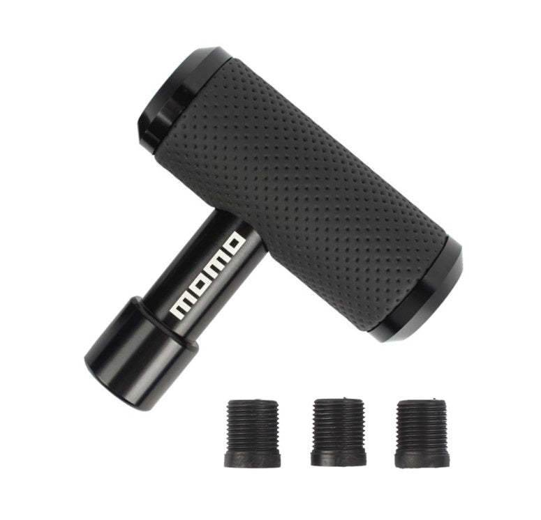 BRAND NEW MOMO BLACK Aircraft Joystick Aluminum Leather Car Gear Shift Knob Shifter Lever Head M8 M10 M12