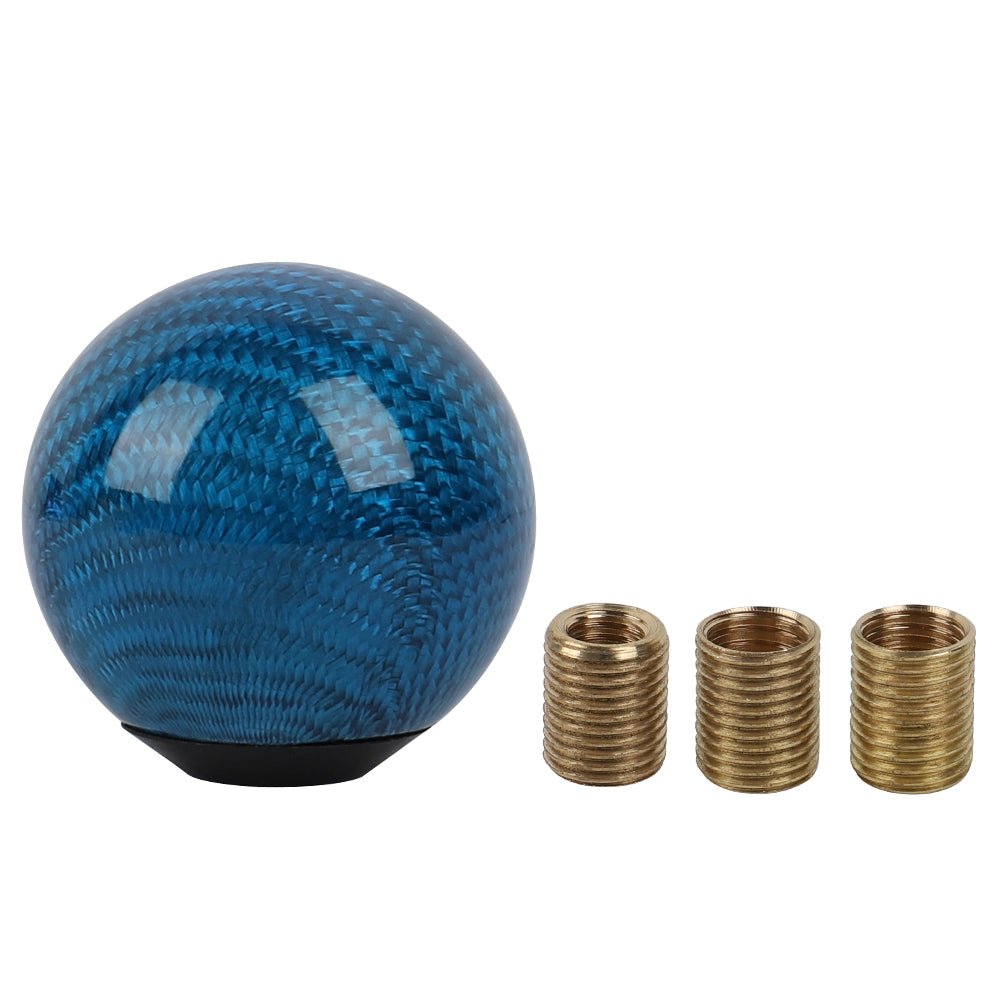 Brand New Universal TRD Car Gear Shift Knob Round Ball Shape Blue Real Carbon Fiber M8 M10 M12