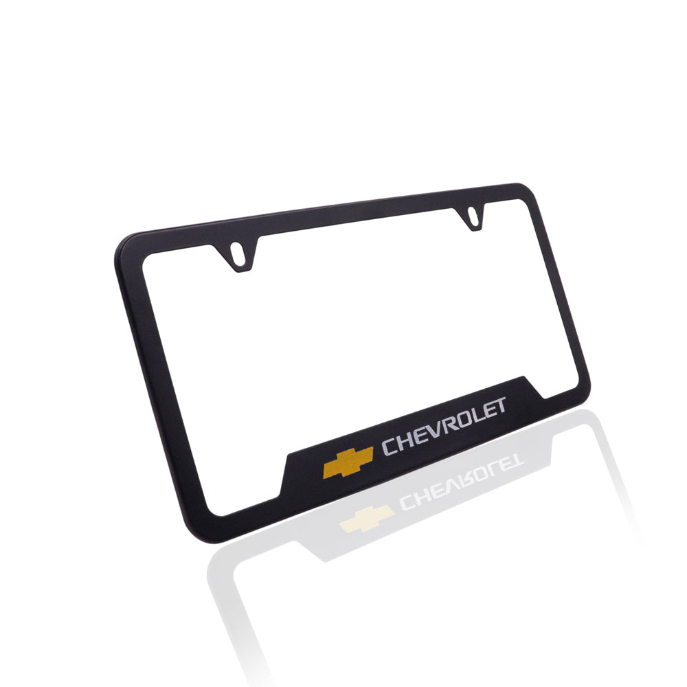 Brand New Universal 2PCS CHEVROLET Metal Black License Plate Frame