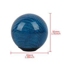 Load image into Gallery viewer, Brand New Universal TRD Car Gear Shift Knob Round Ball Shape Blue Real Carbon Fiber M8 M10 M12