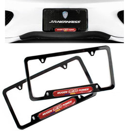 Brand New Universal 2PCS Mugen Power Glossy Black Metal License Plate Frame