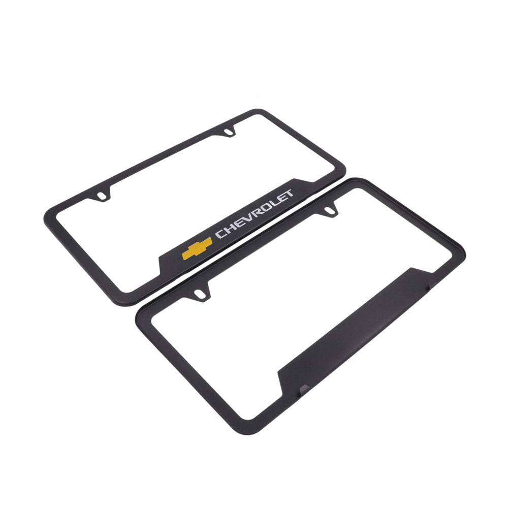 Brand New Universal 2PCS CHEVROLET Metal Black License Plate Frame