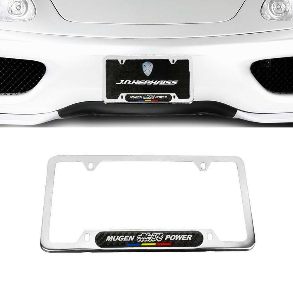 Brand New Universal 1PCS Mugen Power Chrome Metal License Plate Frame