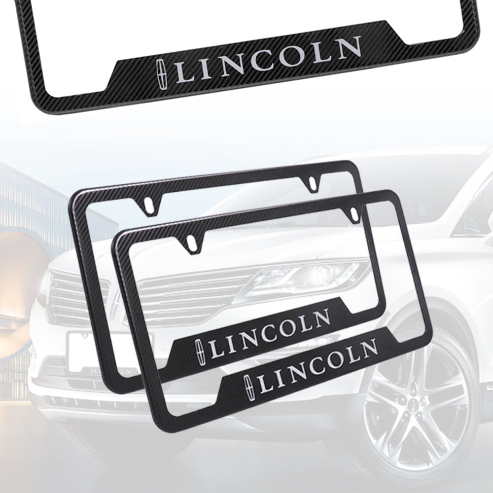 Brand New Universal 2PCS LINCOLN Metal Carbon Fiber Style License Plate Frame