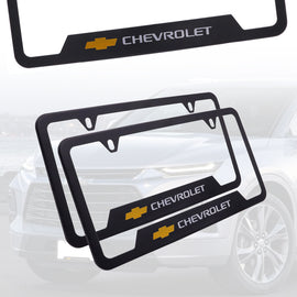 Brand New Universal 2PCS CHEVROLET Metal Black License Plate Frame