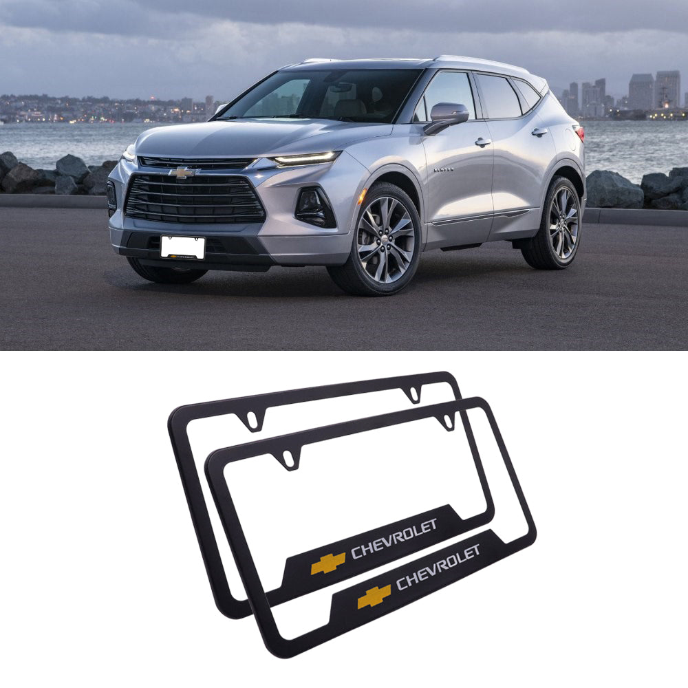 Brand New Universal 2PCS CHEVROLET Metal Black License Plate Frame